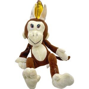 Brown Monkey Plush Toy With Peeled Banana Hat 2011 Stuffed Animal